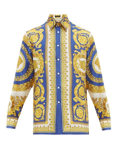 silk button up shirt versace|versace silk shirt price.